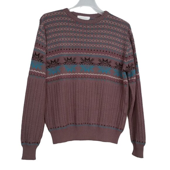 Vintage Other - Rob Winter | Vintage Fair Isle Patterned Knit Crewneck Sweater Brown | Size L